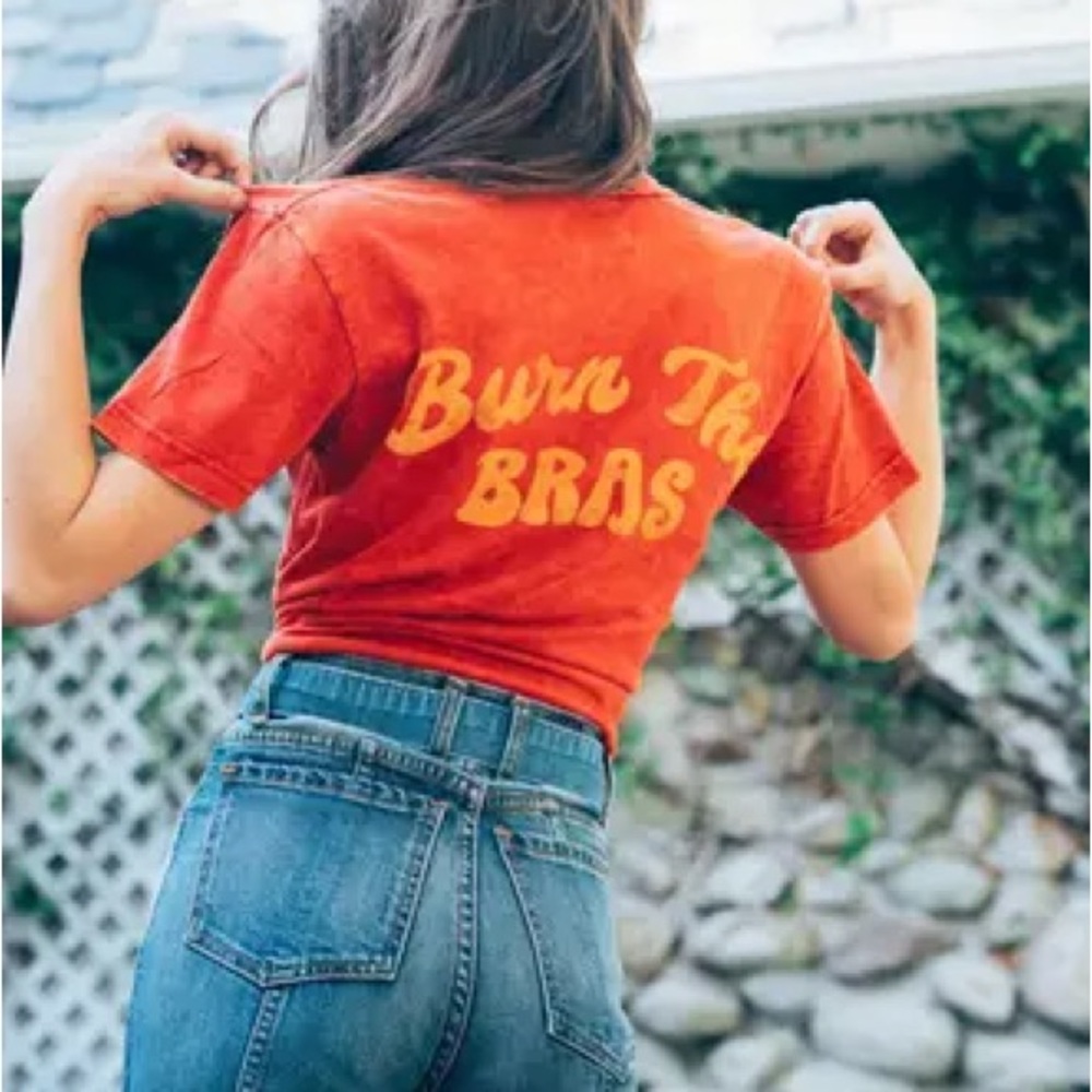 REVICE burn the bras Red Crew Neck Tee